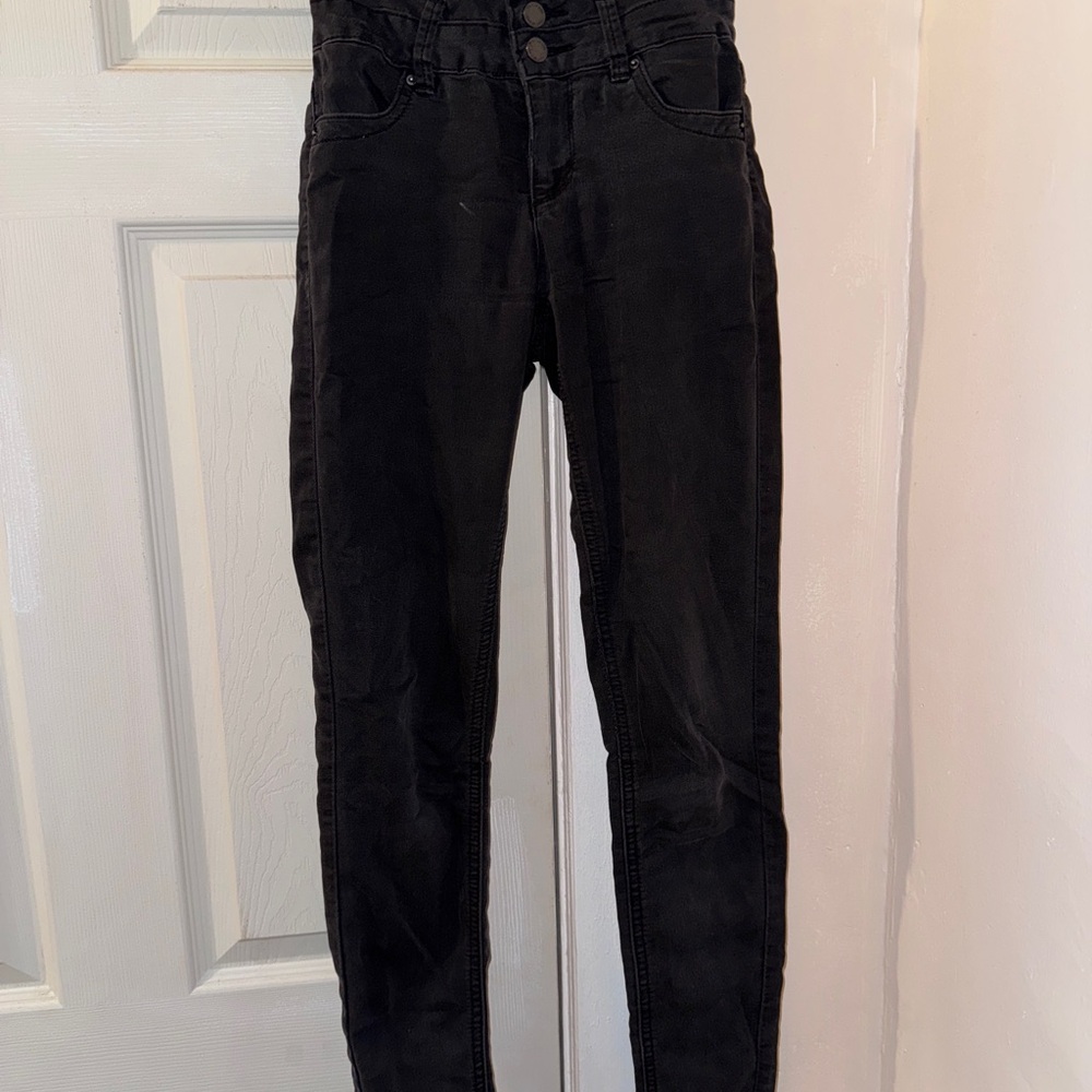 YMI Black High-Rise Skinny Jeans with Red Stitching